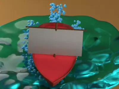 Boat on sea animation 3D model