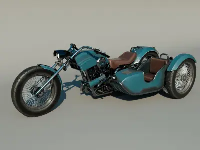 Motorcycle with sidecar 3D model
