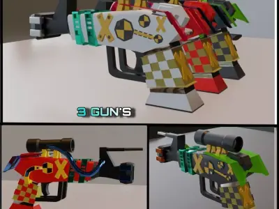 3D fire gun game assets unity and unreal games Free low-poly 3D model