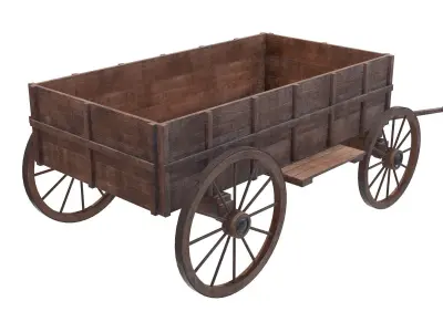 wooden cart 3D model purchase