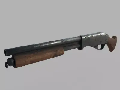 Sawed Off Shotgun Low Poly Low-poly 3D model