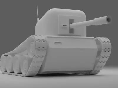 Simple Tank Low-poly 3D model Low-poly