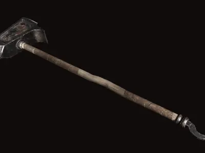 Medieval great viking war hammer Game ready Low-poly 3D model