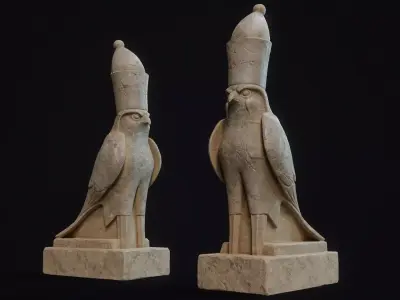 Egyptian Statue Horus Edfu Low-poly 3D model