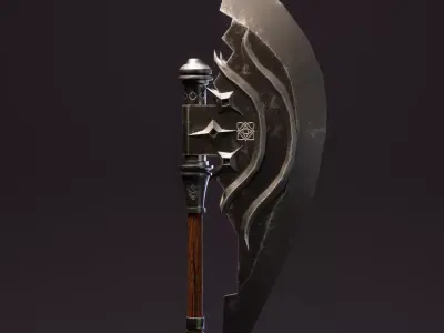 Stylized Fantasy Battle Axe - Game Ready Low Poly 3D Model Low-poly 3D model