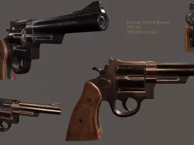 3d Revolver Low-poly 3D model