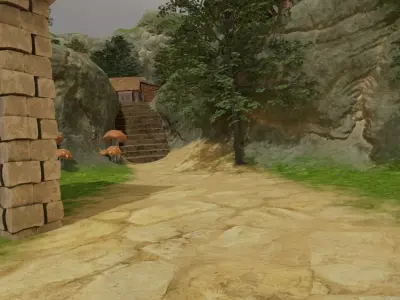 Fantasy Hillside Village 3D model