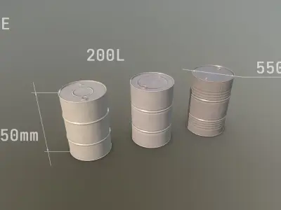 Cargo Iron Barrels 200L Colors Low-poly 3D model