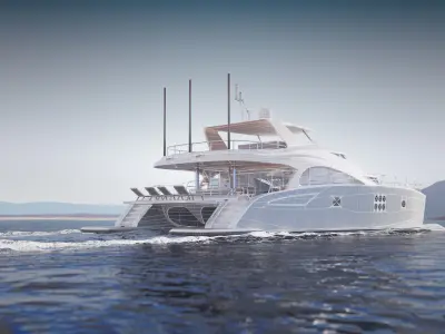 Large luxurious catamaran 3D model