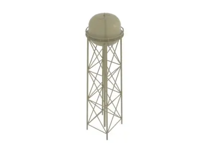 Water Tower Tan Low-poly 3D model