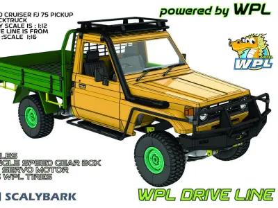 Toyota land cruiser lc75 RC pick up truck  1 to 16  WPL scale  3D print model