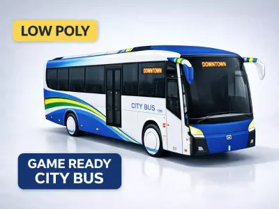 City Public Transport Bus Low-poly 3D model