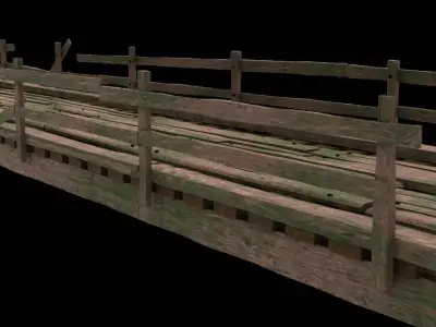 Narrow Wooden Bridge Free 3D model
