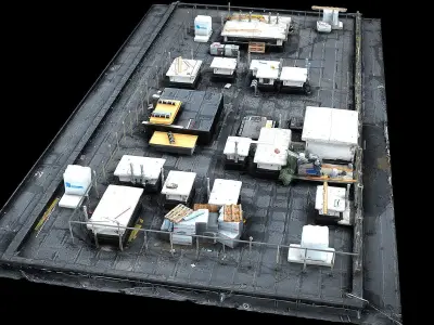 construction-site building roof photogrammetry Low-poly 3D model