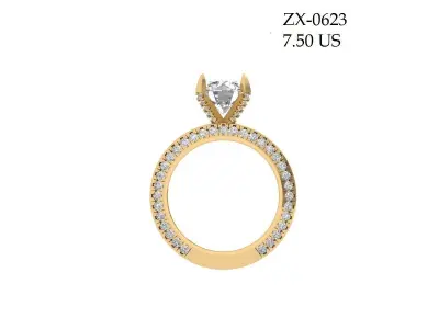 Solitaire Engagement Art Deco Ring 3D print model 62