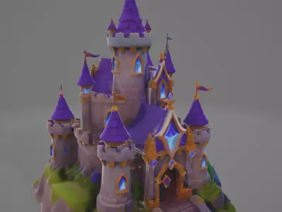 mystical castle 5 50k polys Low-poly 3D model