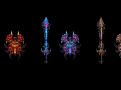 Infernal - Sword and Shield Low-poly 3D model