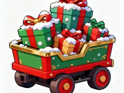 Chibi Christmas Train Wagon 3D Model - Festive Gift Carriage Low-poly 3D model