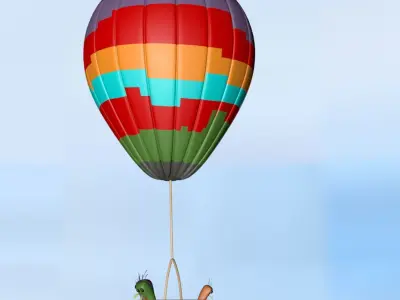AIRSHIP hot air balloon with basket 3D model