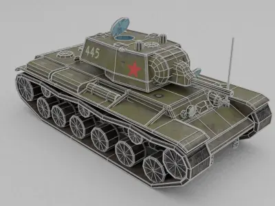 KV-1 L11 Heavy Tank Low-poly 3D model