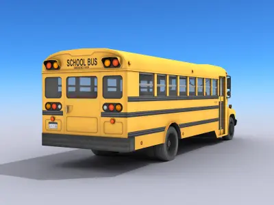 School Bus Low-poly 3D model