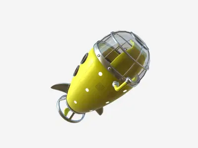 Submarine Cartoon A05 Yellow - Sub Watercraft Vehicle Low-poly 3D model