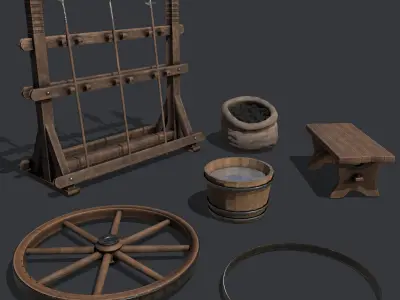 Medieval Blacksmith Furnishings  3D Model Pack