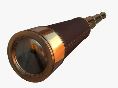 Spyglass golden cannon Low-poly 3D model