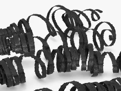 Burnt Steel Shavings from Lathe Operation Black 3D model