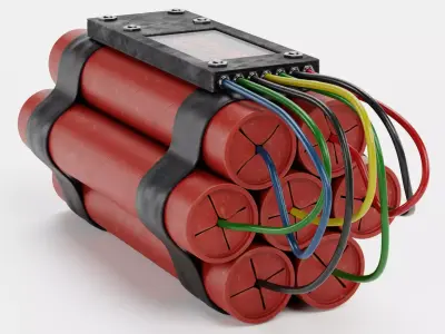 Dynamite V6 - Timed Explosive TNT Device with Detonator 3D model