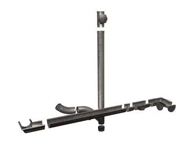 Old Aluminium Gutter System PBR Low-poly 3D model