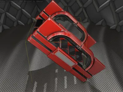 Sci-Fi Stairs - 3 - Red Version Low-poly 3D model