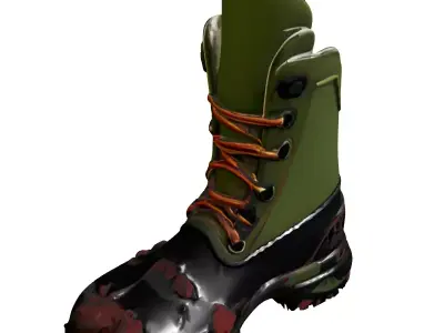 Muddy Winter Combat Boot Low-poly 3D model