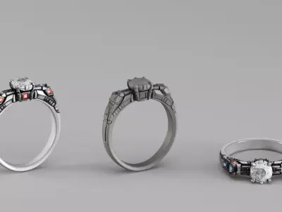 S00035 Sci-Fi Engagement Ring 3D print model