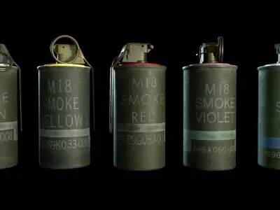 M18 and M83 Smoke Grenades Low-poly 3D model