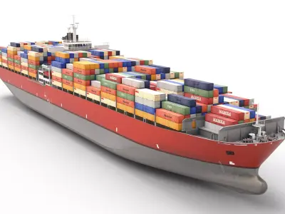 Cargo container ship 300m Low-poly 3D model