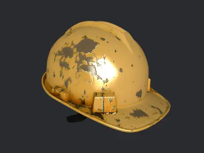 Worn Yellow Construction Safety Helmet 3D Model  Low-poly 3D model