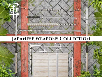 Ancient Collection Japanese Weapons Set 3D Model Pack