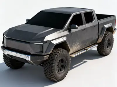 Realistic Electric Pickup Truck 3d model Low-poly 3D model