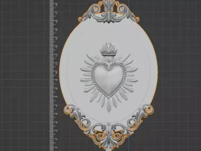 Sacred Heart Baroque Frame 3D - Commercial License 3D print model