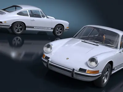 White Porsche 911 1968 3D model