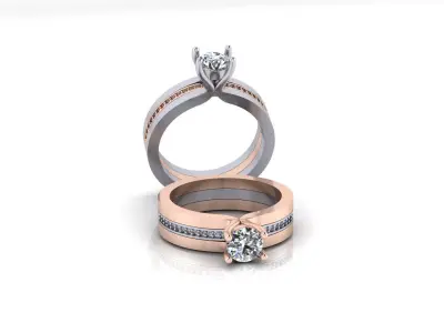 two part solitaire engagement jewelry ring 3D print model
