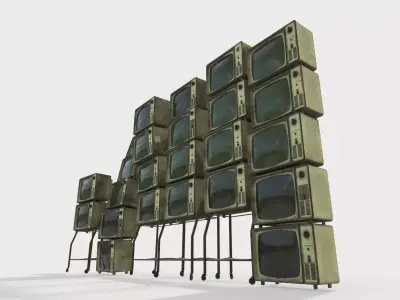 Stacks Of Retro Televisions 3D model
