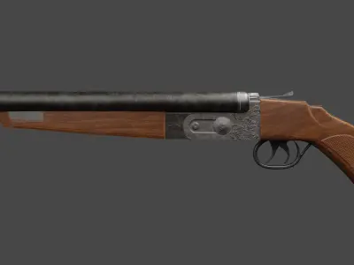 Double Barrel Shotgun Low poly Gun gameprop Low-poly 3D model