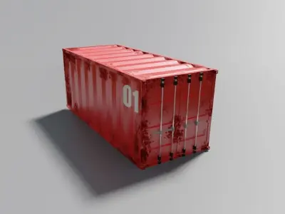 Container Cargo - Red - Ship - Port Low-poly 3D model