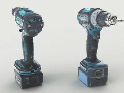 Drill Electric Used Makita Low-poly 3D model