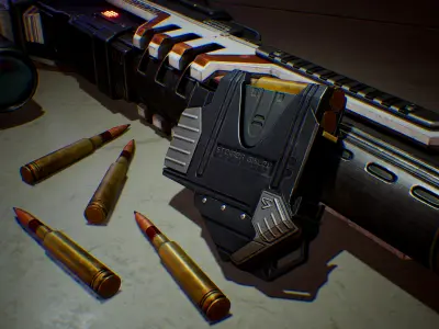 Sci-fi Gun Low-poly 3D model 7