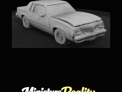 1-87 80s wrecked Oldsmobile Print Ready STL 3D print model