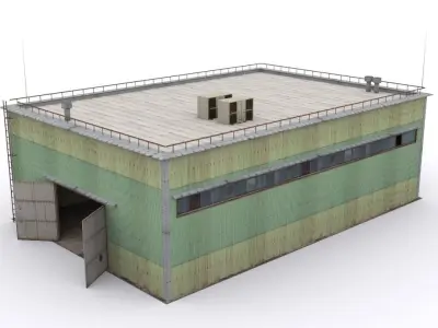 Hangar industrial building Low-poly 3D model purchase