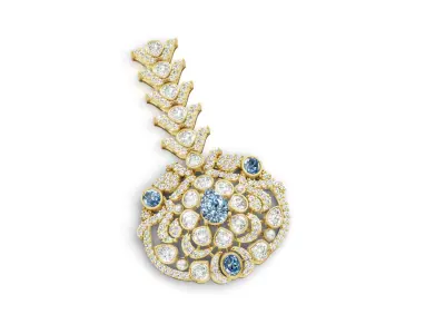 antique kundan  brooche  for woman with all render details 3D print model